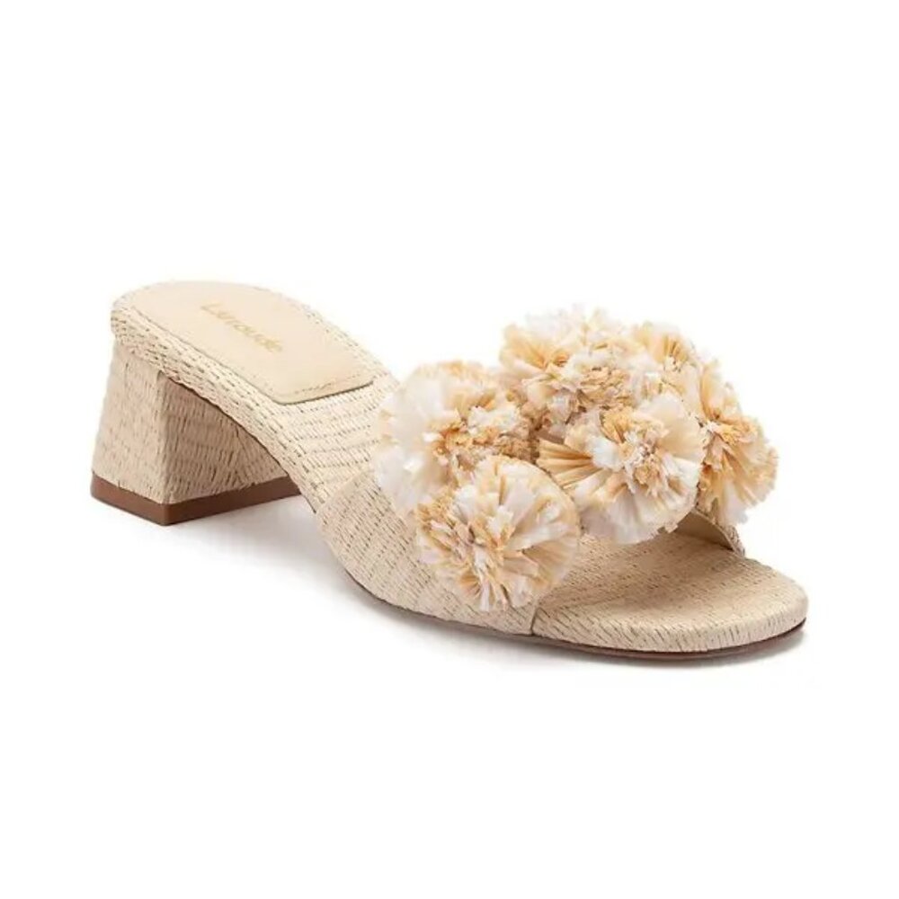 LARROUDE  Brigitte 45mm Raffia Mules 8.5